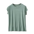 thumbnail image 1 of Womens Summer Basic Tops, Cap Sleeve Shirts for Women Casual Loose Fit Solid Color Crewneck T-Shirts, 1 of 6