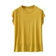 thumbnail image 1 of Womens Summer Basic Tops, Cap Sleeve Shirts for Women Casual Loose Fit Solid Color Crewneck T-Shirts, 1 of 6