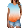 thumbnail image 1 of Womens Summer Basic Tops, Short Sleeve Shirts for Women Fashion Loose Fit Ombre Tie Dye V Neck T-Shirts, 1 of 6