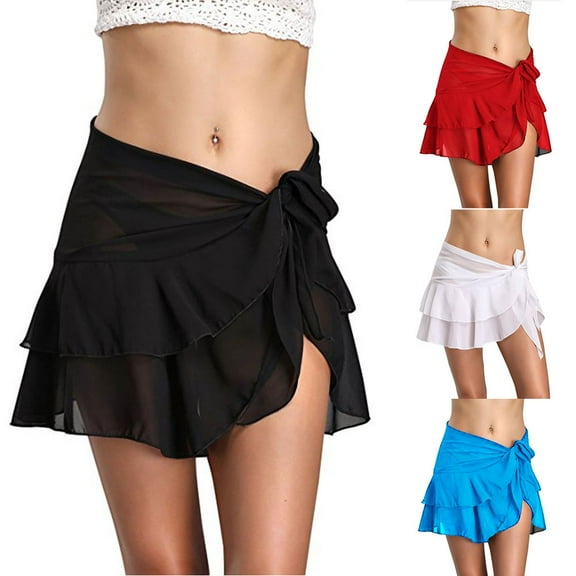Womens Summer Bikini Skirt Chiffon Short Cover Up Sarong Women Ballet Wrap Skirt