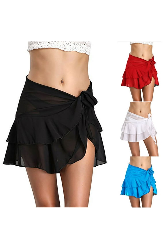 Womens Summer Bikini Skirt Chiffon Short Cover Up Sarong Women Ballet Wrap Skirt