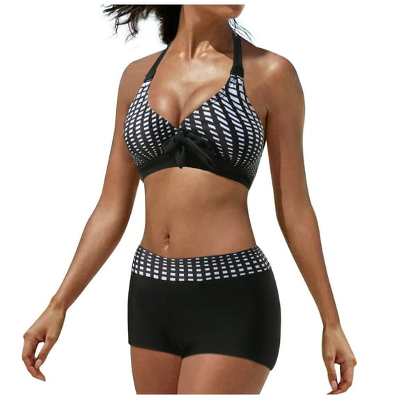 Womens Summer Bikini Swimsuits Sexy High Waist Comfortable Solid 2 Piece Bathing Suits