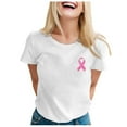 thumbnail image 1 of Womens Summer Blouses Fashion Solid Breast Cancer Awareness Print Round Neck Short Sleeve Womens T Shirts,White,L, 1 of 4