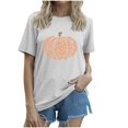 thumbnail image 1 of Womens Summer Blouses Loose Printed Short Sleeve Round Neck Plus Size Womens Clothing,White,3XL, 1 of 4