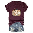 thumbnail image 1 of Womens Summer Blouses Plus Size Pumpkin Printed Short Sleeve Round Neck Womens T Shirts,Wine,2XL, 1 of 4