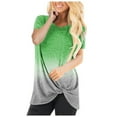 thumbnail image 1 of Womens Summer Blouses Short Sleeve Round Neck Twist Knot Basic Tees Shirts Dressy Casual Loose Gradient Tunic Tops, 1 of 3
