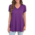 thumbnail image 1 of Womens Summer Blouses V Neck Loose Dressy Shirts Petal Short Sleeve Plus Size Tunic Tops, 1 of 8