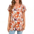 thumbnail image 1 of Womens Summer Blouses V Neck Loose Dressy Shirts Petal Short Sleeve Plus Size Tunic Tops, 1 of 8