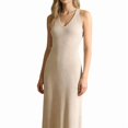 thumbnail image 1 of Womens Summer Bodycon Knit Long Dress Spring Beach V Neck Casual Sleeveless Ribbed Sweater Dresses Cream White L, 1 of 6