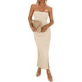 thumbnail image 1 of Womens Summer Bodycon Maxi Tube Dress Ribbed Strapless Side Slit Long Going Out Elegant Party Dresses, 1 of 15