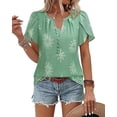thumbnail image 1 of Womens Summer Boho Blouse Short Sleeve Button Down Floral Top Casual Business Work Shirt Fashion Beach Vacation Tops, 1 of 6