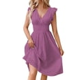 thumbnail image 1 of Womens Summer Boho Maxi Dress Casual 2026 V Neck Eyelet Dresses Flowy Vacation Beach Sundress Purple XL, 1 of 6