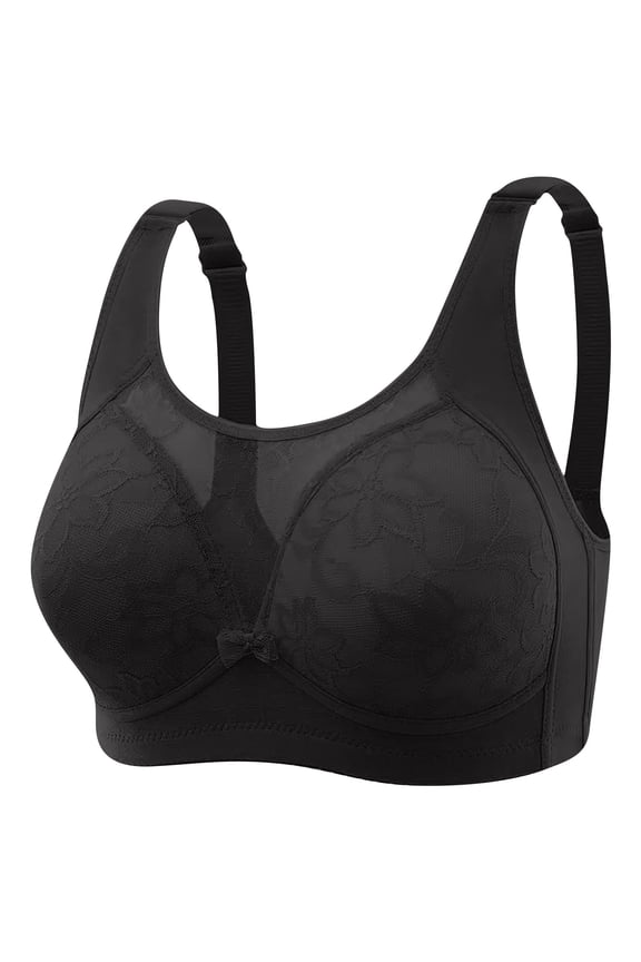 Womens Summer Bras Black Seamless Comfort Bra for Ladies,2XL,Plus Size