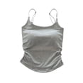 thumbnail image 1 of Womens Summer Camisole Sleeveless Adjustable Spaghetti Strap Pleated Tank Top Going out Cami Top Built-In Bra (Free Size, Gray), 1 of 8
