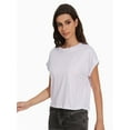 thumbnail image 1 of Womens Summer Cap Sleeve Crewneck Crop Tops Casual Loose Striped T-Shirts Basic Tees, 1 of 6