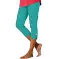 thumbnail image 1 of Womens Summer Capris Leggings High Waisted Solid Color Slim Fitting Slit Hem Casual Solid Yoga Gym Pants (M, Light Blue), 1 of 7