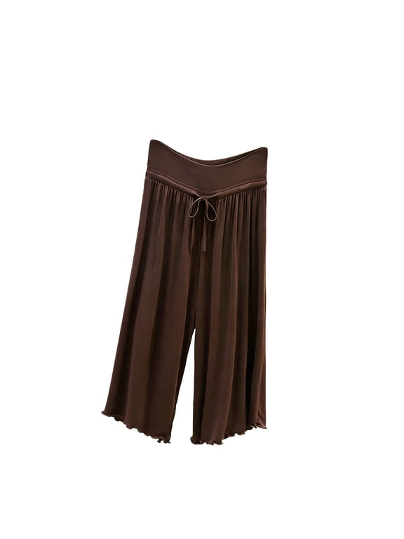 Womens Summer Capris Soft Modal Lounge Baggy Flowy Pajama Pants Lighweight Comfy Knee Length Sleep Capri