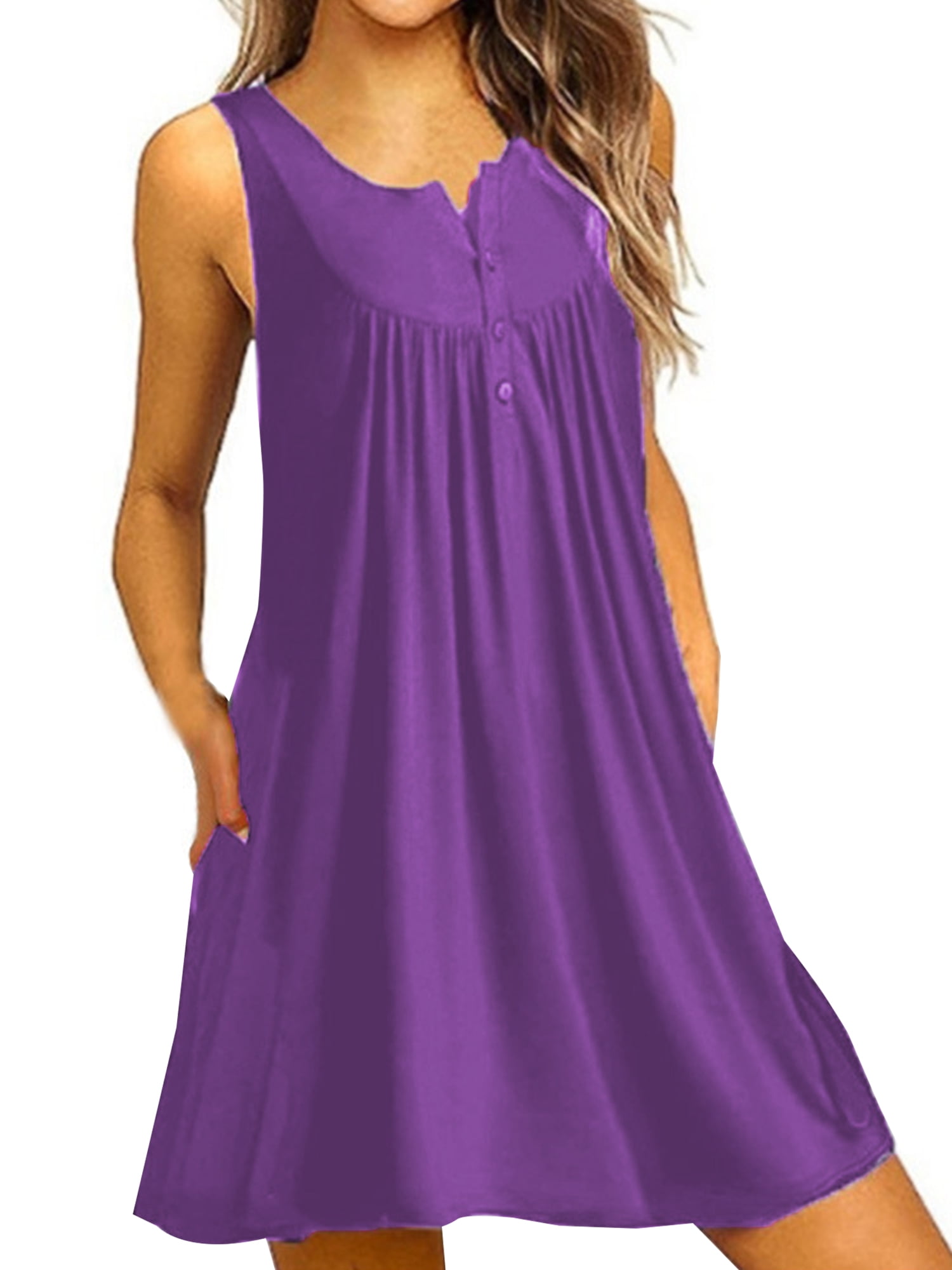 Womens Summer Casual Beach Wear Sleeveless Dresses Off Shoulder Loose V ...