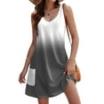 thumbnail image 1 of Womens Summer Casual Dresses Gradient Print Bohemian V Neck Sleeveless Pockets Loose Tank Top Mini Dress Daily-Wear, 1 of 5