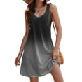 thumbnail image 1 of Womens Summer Casual Dresses Gradient Print Bohemian V Neck Sleeveless Pockets Tank Top Mini Dress Holiday Wear, 1 of 5