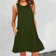 thumbnail image 1 of Womens Summer Casual Dresses Solid Color Crew Neck Sleeveless Loose Tank Top Mini Dress Outwear, 1 of 4