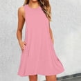 thumbnail image 1 of Womens Summer Casual Dresses Solid Color Crew Neck Sleeveless Loose Tank Top Mini Dress Outwear, 1 of 4