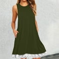 thumbnail image 1 of Womens Summer Casual Dresses Solid Color Round Neck Sleeveless Loose Tank Top Mini Dress Beachwear, 1 of 4