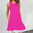 thumbnail image 1 of Womens Summer Casual Dresses Solid Color Round Neck Sleeveless Loose Tank Top Mini Dress Outwear, 1 of 4