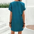 thumbnail image 1 of Womens Summer Casual Dresses Solid Color V Neck Short Sleeve Button Down Mini Shirt Dress Workwear, 1 of 9