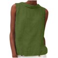 thumbnail image 1 of Womens Summer Casual Linen Sleeveless Tank Tops Basic Lightweight Crewneck Blouse Shirts Layering Tee, 1 of 7