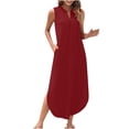 thumbnail image 1 of Womens Summer Casual Maxi Dresses 2025 Sleeveless Long Beach Dresses V Neck Loose Sundresses with Side Split Pockets, 1 of 8