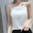thumbnail image 1 of Womens Summer Casual Satin Round Neck Sleeveless Top Fashion Solid Color Tank Basic Stretchy Comfortable Outfit, 1 of 2