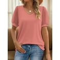 thumbnail image 1 of Womens Summer Casual Shirts Short Sleeve Tunic V Neck Trendy Blouses Tops, 1 of 5