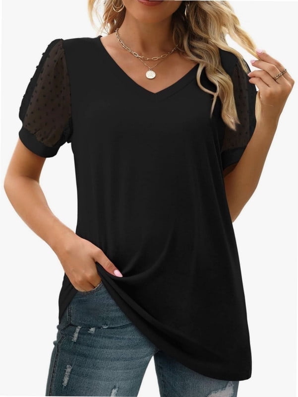 Women’s Lace V-Neck Blouse – Eyelet Smocked Long Sleeve Top For Business Casual