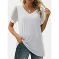 thumbnail image 1 of Womens Summer Casual Shirts Short Sleeve Tunic V Neck Trendy Blouses Tops, 1 of 5