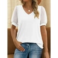 thumbnail image 1 of Womens Summer Casual Shirts Short Sleeve Tunic V Neck Trendy Blouses Tops, 1 of 5