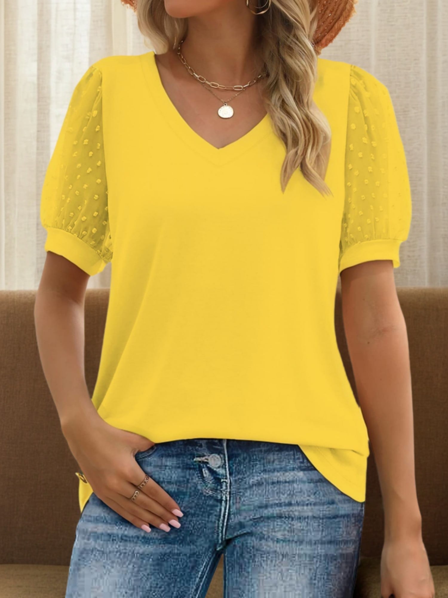 Tシャツ・カットソー AMBUSH Women Tunic Tops BWAA029F22JER001 Yellow Yellow Tunic Tops