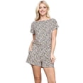 thumbnail image 1 of Womens Summer Casual Short Sleeve Belted Romper Shorts Jumpsuits Playsuit (2X, Blush Leopard), 1 of 7