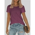 thumbnail image 1 of Womens Summer Casual Short Sleeve Tunics Tops Crew Neck Blouses Dressy Basic Shirts, 1 of 6
