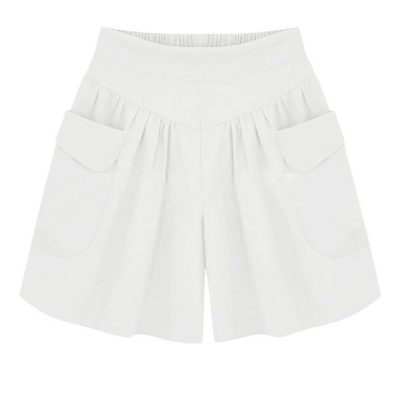 Womens Summer Casual Shorts High Waist Plus Size Versatile Shorts with Two Pockets M-6XL