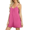 thumbnail image 1 of Womens Summer Casual Sleeveless Spaghetti Strap Loose Adjustable Jumpsuits Stretchy Shorts Solid Color Romper with Pockets, 1 of 8