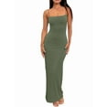 thumbnail image 1 of Womens Summer Casual Slip Dresses Spaghetti Strap Bodycon Maxi Dress Green L, 1 of 8