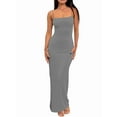 thumbnail image 1 of Womens Summer Casual Slip Dresses Spaghetti Strap Bodycon Maxi Dress Grey M, 1 of 8