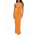thumbnail image 1 of Womens Summer Casual Slip Dresses Spaghetti Strap Bodycon Maxi Dress Orange Color XS, 1 of 6
