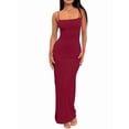 thumbnail image 1 of Womens Summer Casual Slip Dresses Spaghetti Strap Bodycon Maxi Dress Wine Red M, 1 of 6
