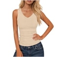 thumbnail image 1 of Womens Summer Casual T‑shirt New Women’s Slim Tank Tops with Built Bras V Neck Ribbed Knit Tops Summer Sleeveless Breathable Versatile Camisole ,S, 1 of 5