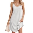 thumbnail image 1 of Womens Summer Casual Tank Dress Sleeveless O Neck T Shirt Sundress Solide Color Mini Beach Vacation Dresses (White,X-Large), 1 of 6