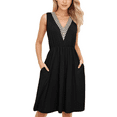 thumbnail image 1 of Womens Summer Casual Tank Dress Sleeveless V Neck T Shirt Sundress Solide Color Swing Midi Beach Vacation Dresses (Black,Medium), 1 of 6