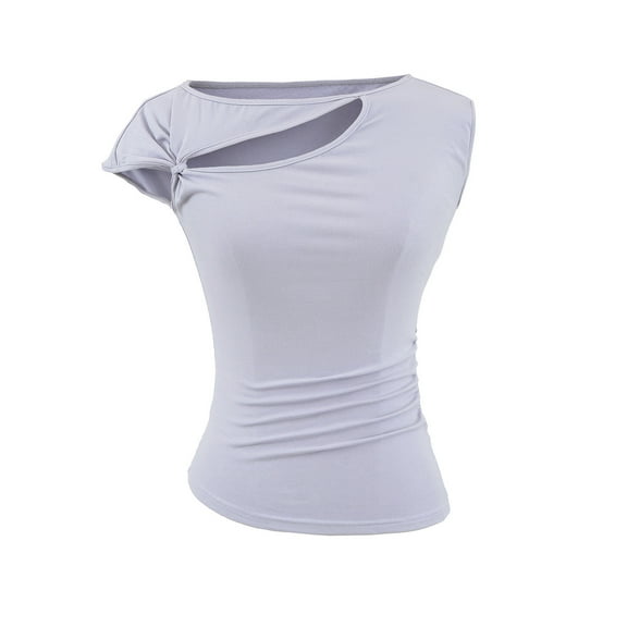 Womens Summer Casual Tshirt Tops Crew Neck Short Sleeve Slim Fit Cutout Blouse Y2K 2025 Fashion Outfits