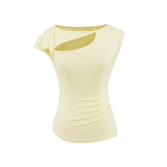 Womens Summer Casual Tshirt Tops Crew Neck Short Sleeve Slim Fit Cutout Blouse Y2K 2025 Fashion Outfits